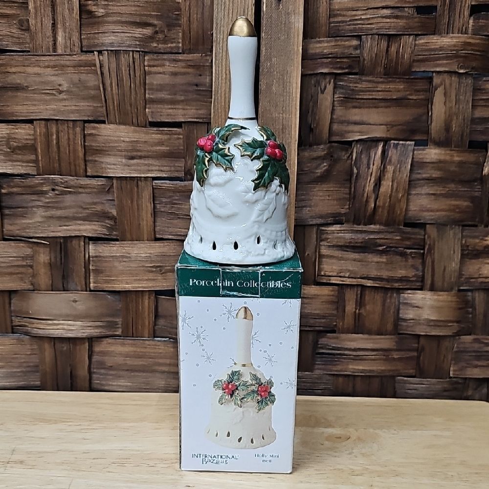 Porcelain Bell with Holly Design